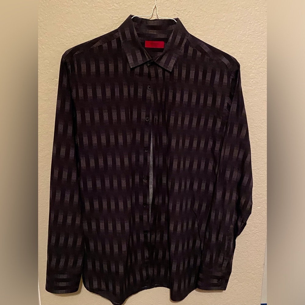 Alfani Black and Gray Textured Shirt